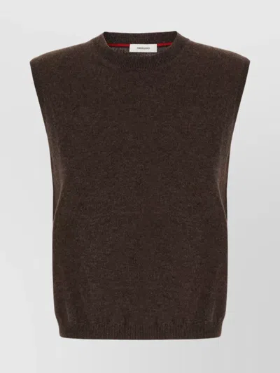 FERRAGAMO SLEEVELESS CREW NECK RIBBED HEM KNITWEAR