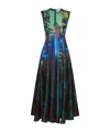 Ferragamo Sleeveless Graphic Printed Silk Midi Dress In Multi