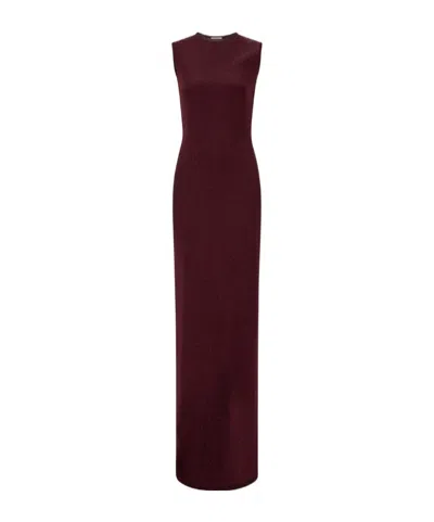 Ferragamo Lurex Long Dress In Red