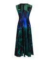 Ferragamo Sleeveless Graphic Printed Silk Midi Dress In Multi
