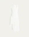 Ferragamo Asymmetric Sleeveless Stretch Crepe Dress In Mascarpone