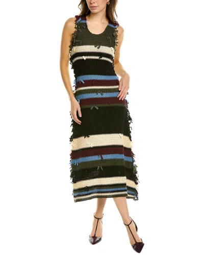 Ferragamo Crochet Midi Dress In Multi