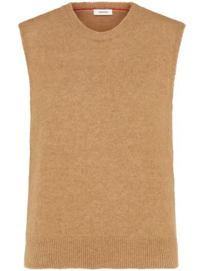 Ferragamo Sleeveless Knit Vest In Beige