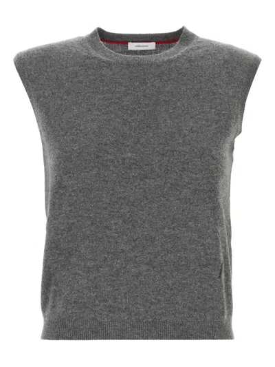 Ferragamo Gilet In Misto Cashmere Stretch Grigio Scuro Donna In Gray