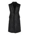 Ferragamo Sophisticated Black Sleeveless Leather Vest With Notched Lapels In Black