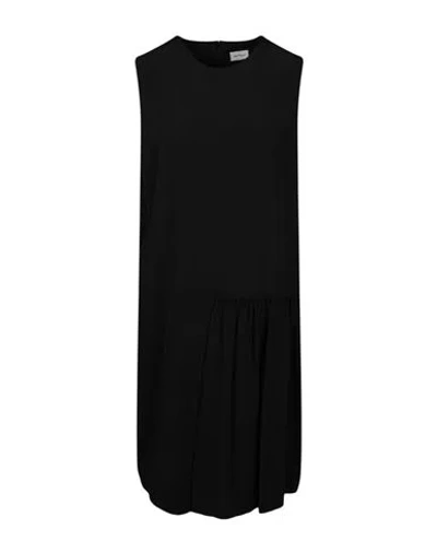 Ferragamo Sleeveless Pleated Silk Dress In Black