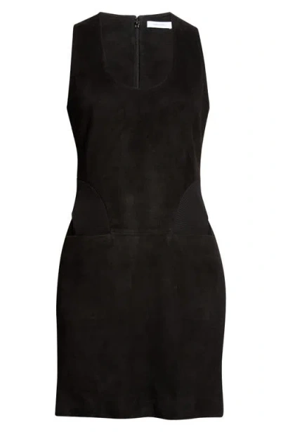 Ferragamo Sleeveless Suede Minidress In Black