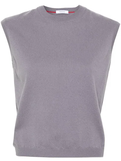 Ferragamo Fine-knitted Top In Grey