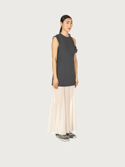 Ferragamo Sleeveless Two-tone Dress In Multi
