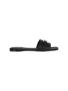 Ferragamo Square Lambskin Sandals Gold-tone Hardware In Black  
