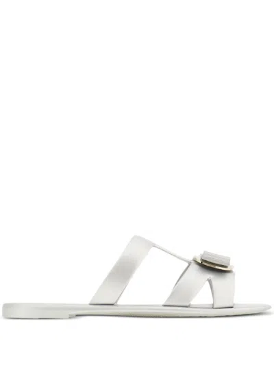 Ferragamo Slide New Vara Plate In White