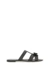 Ferragamo Leather Sandals Bow Detail Metallic Accent