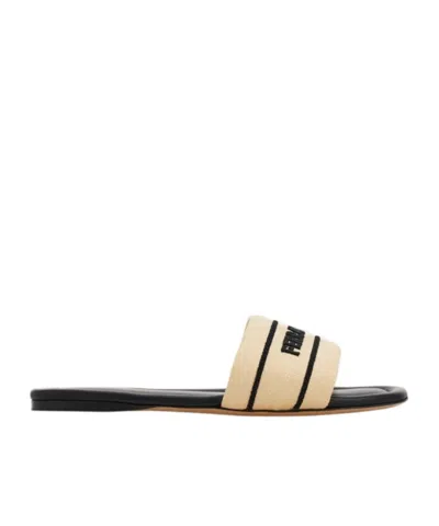 Ferragamo Slides Logo  In Brown