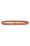 Ferragamo Slim Double Gancio Leather Belt In New Cognac