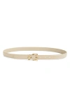 Ferragamo Slim Double Gancio Leather Belt In Stone