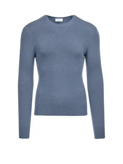 Ferragamo Slim Fit Crew Neck Cashmere Blend Sweater In Blue