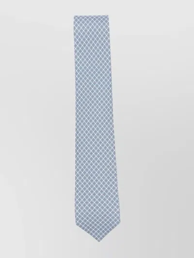 Ferragamo Slim Geometric Tie Standard Length Design In Blue