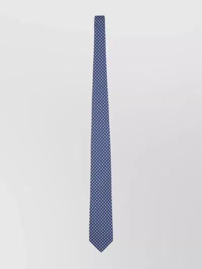 Ferragamo Slim Nautical Pattern Silk Tie In Blue