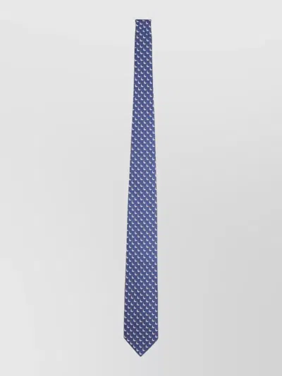 Ferragamo Slim Neck Tie Standard Length Patterned Design In Blue