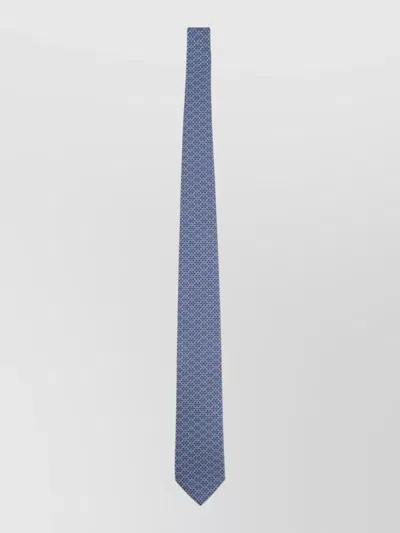 Ferragamo Slim Neckwear And Bow Tie Textured Pattern In Blue