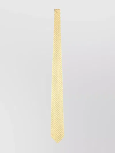 Ferragamo Slim Patterned Fabric Neckwear In Yellow