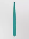 Ferragamo Silk Tie With Repeating Motif And Pointed Tip In Green
