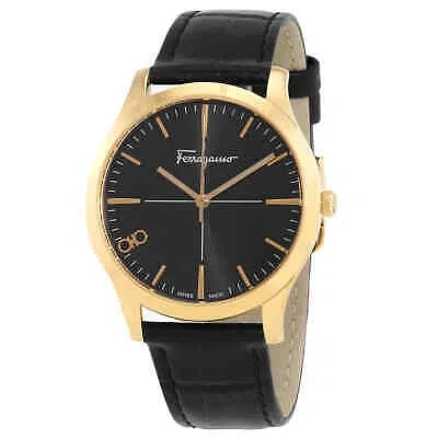 Pre-owned Ferragamo Slim Quartz Black Dial Ladies Watch Sfuc00321