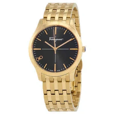 Pre-owned Ferragamo Slim Quartz Black Dial Ladies Watch Sfuc00821