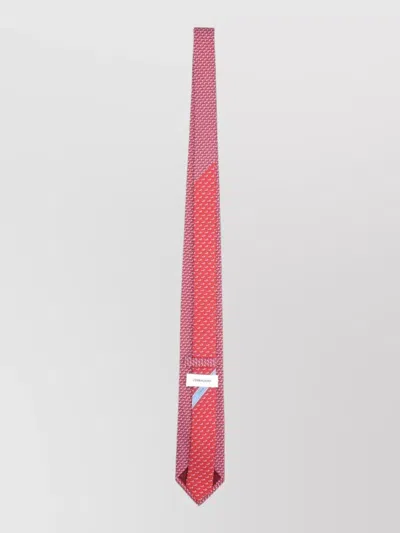 Ferragamo Slim Tie Narrow Silhouette Patterned Fabric In Pink