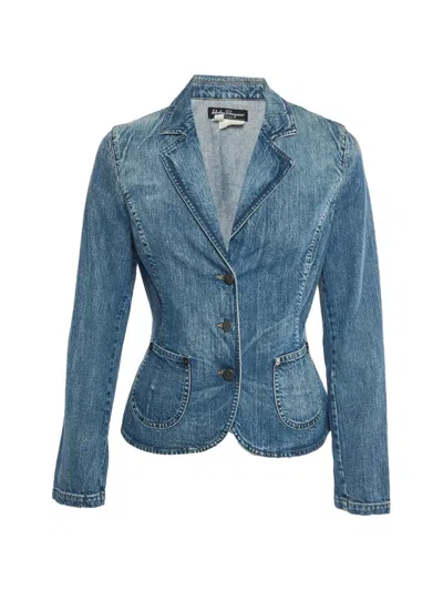 Pre-owned Ferragamo Slim-fit Denim Jacket In Blue