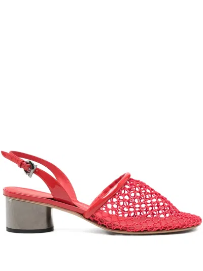 Ferragamo Sling-back Net Heeled Pumps In Animal Print