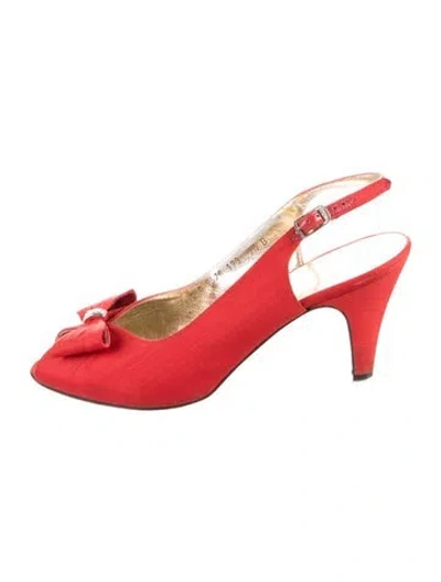 Pre-owned Ferragamo Slingback Pumps In Red