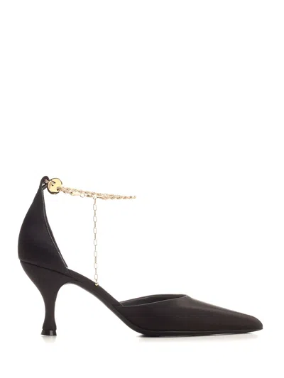 Ferragamo Slingback With Golden Strap Pumps Black