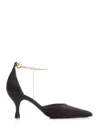 Ferragamo Slingback With Golden Strap Pumps Black