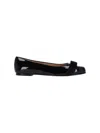 Ferragamo Varina Leather Flat In Black