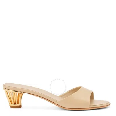 Ferragamo Slip-on Cage Heel Sandals In Beige