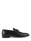 Ferragamo Foster Gancini Loafers In Hammered Leather In Black