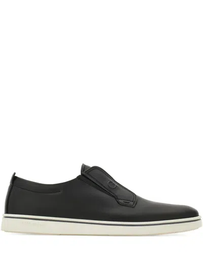 FERRAGAMO SLIP-ON LEATHER SNEAKERS