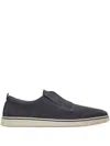 Ferragamo Navy Blue Laceless Sneakers In Blue