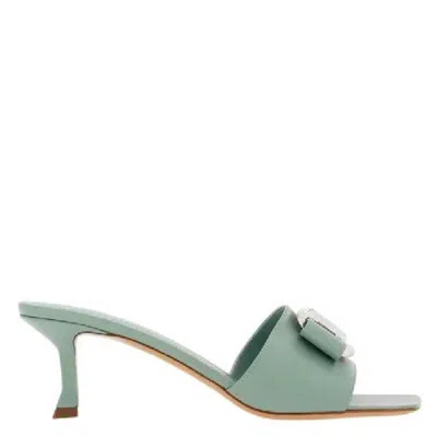 Ferragamo Slip-on Vara Bow Sandals In Green