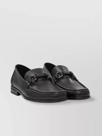 Ferragamo Slip-ons With Round Toe And Metal Hardware