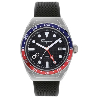 Ferragamo Slx Gmt Silicone Watch In Black