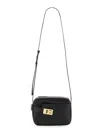 Ferragamo Camera Case S Black Crossbody Bag With Gancini Buckle In Leather Woman