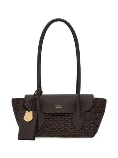Ferragamo Small East-west Tote Bag In Brown