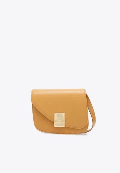 Ferragamo Small Asymmetric Leather Shoulder Bag In Brown