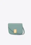 Ferragamo Small Fiamma Leather Crossbody Bag In Sage