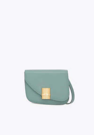Ferragamo Small Fiamma Leather Crossbody Bag In Sage