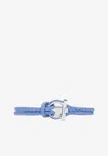 Ferragamo Small Gancini Braided Bracelet In Calf Leather In Blue
