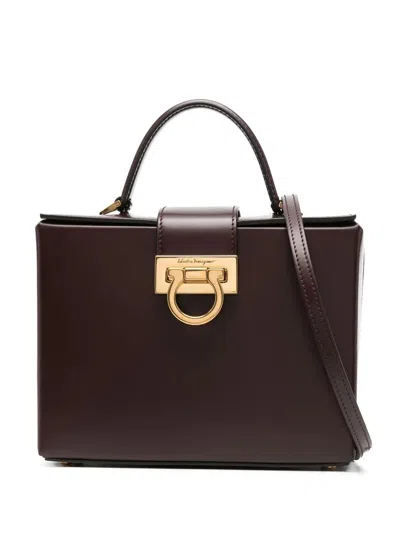 Ferragamo Small Gancini Tote Bag In Brown