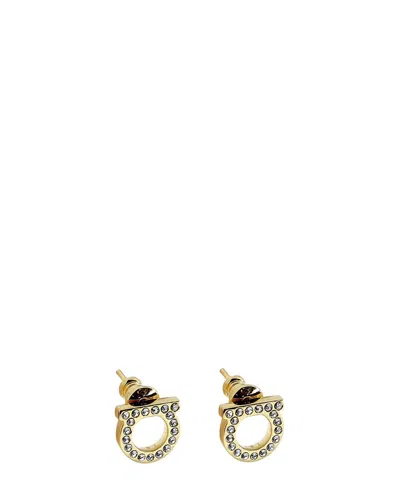 Ferragamo Small Gancio Crystals Earrings In Golden